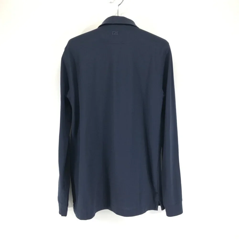 Cutter & Buck Long Sleeve Polo Shirt Men's Large Tall Navy Blue Performance Golf - Picture 4 of 10